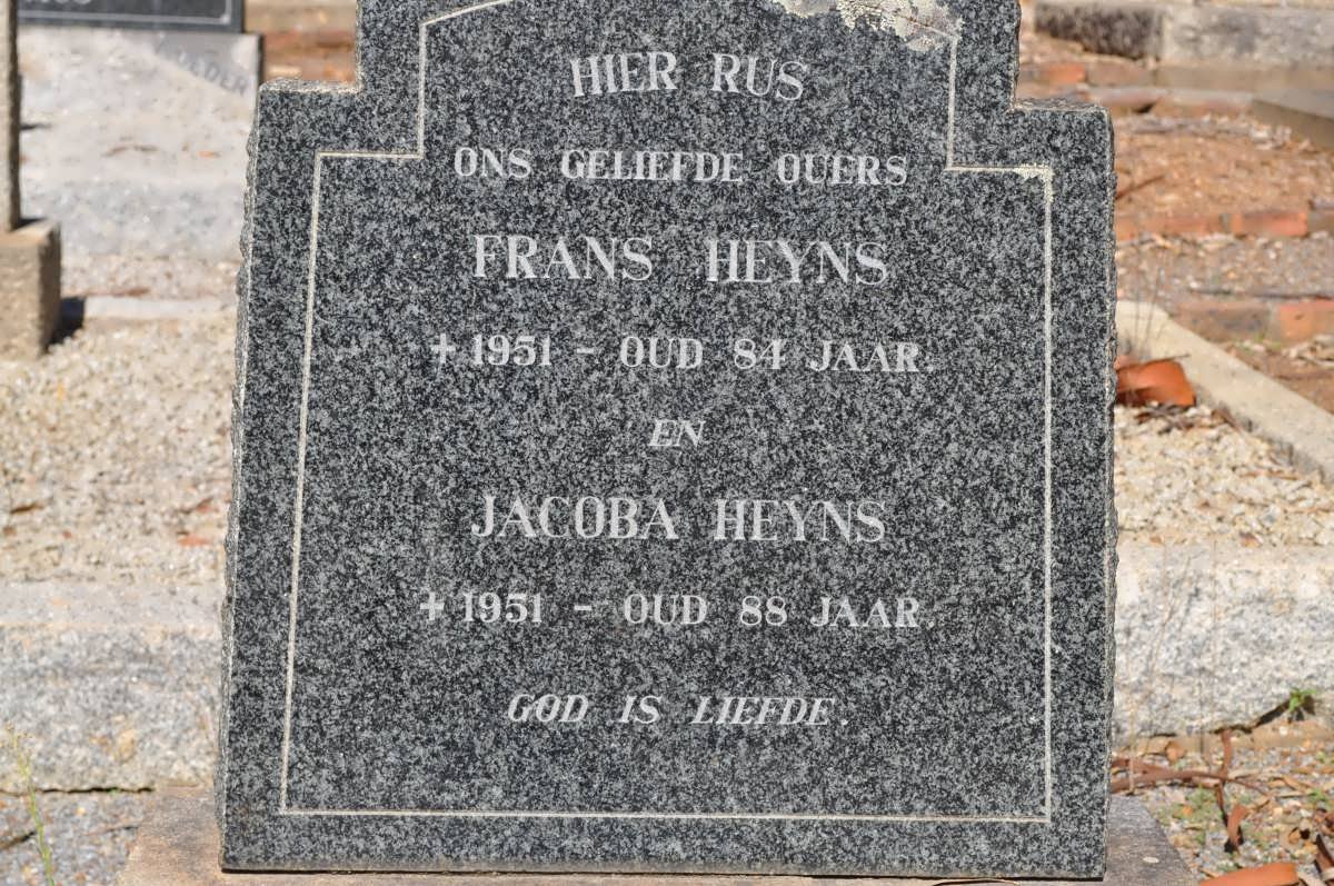 HEYNS Frans -1951 &amp; Jacoba -1951