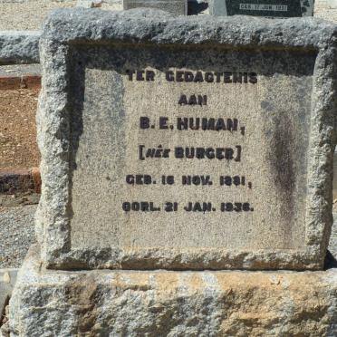 HUMAN B.E. nee BURGER 1881-1936