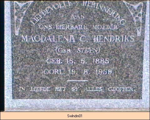 HENDRIKS Magdalena C. nee STEYN 1885-1959