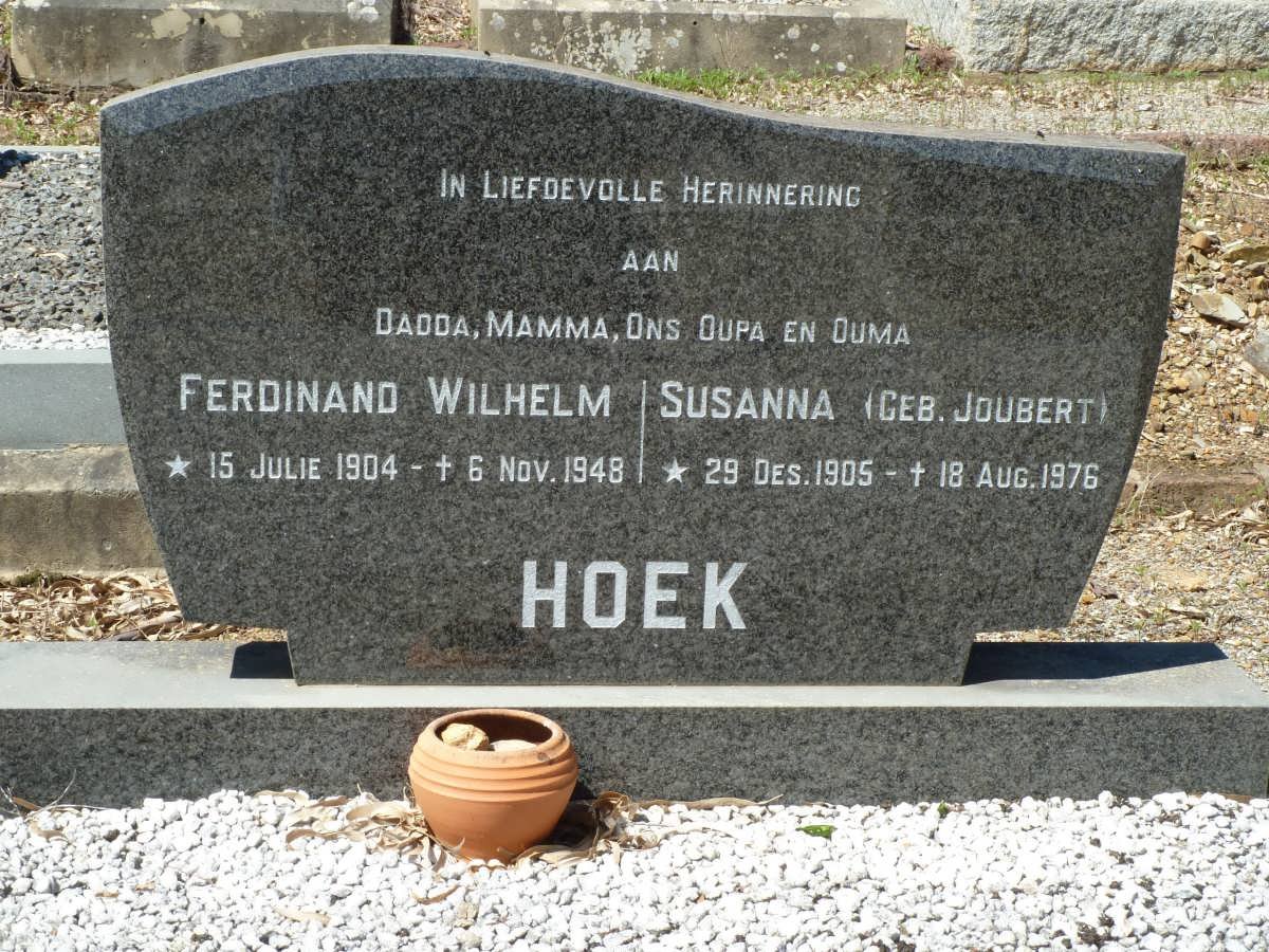 HOEK Ferdinand Wilhelm 1904-1948 &amp; Susanna JOUBERT 1905-1976