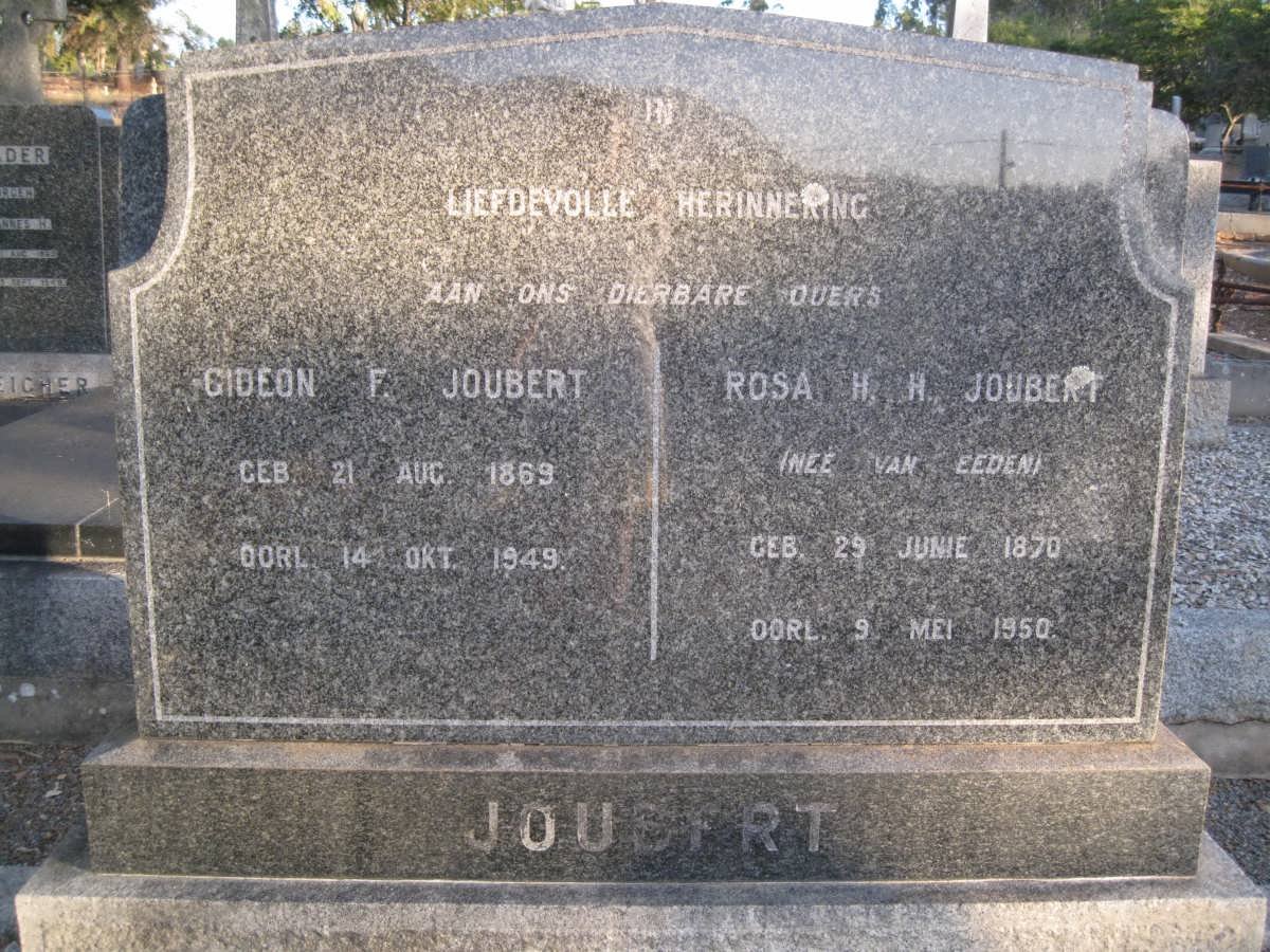 JOUBERT Gideon F. 1869-1949 &amp; Rosa H.H. VAN EEDEN 1870-1950