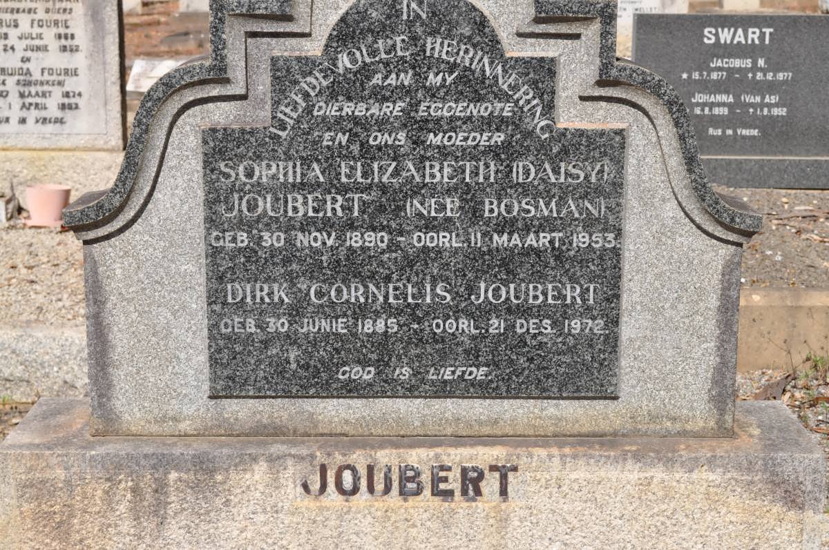 JOUBERT Dirk Cornelis 1885-1972 &amp; Sophia Elizabeth BOSMAN 1890-1953