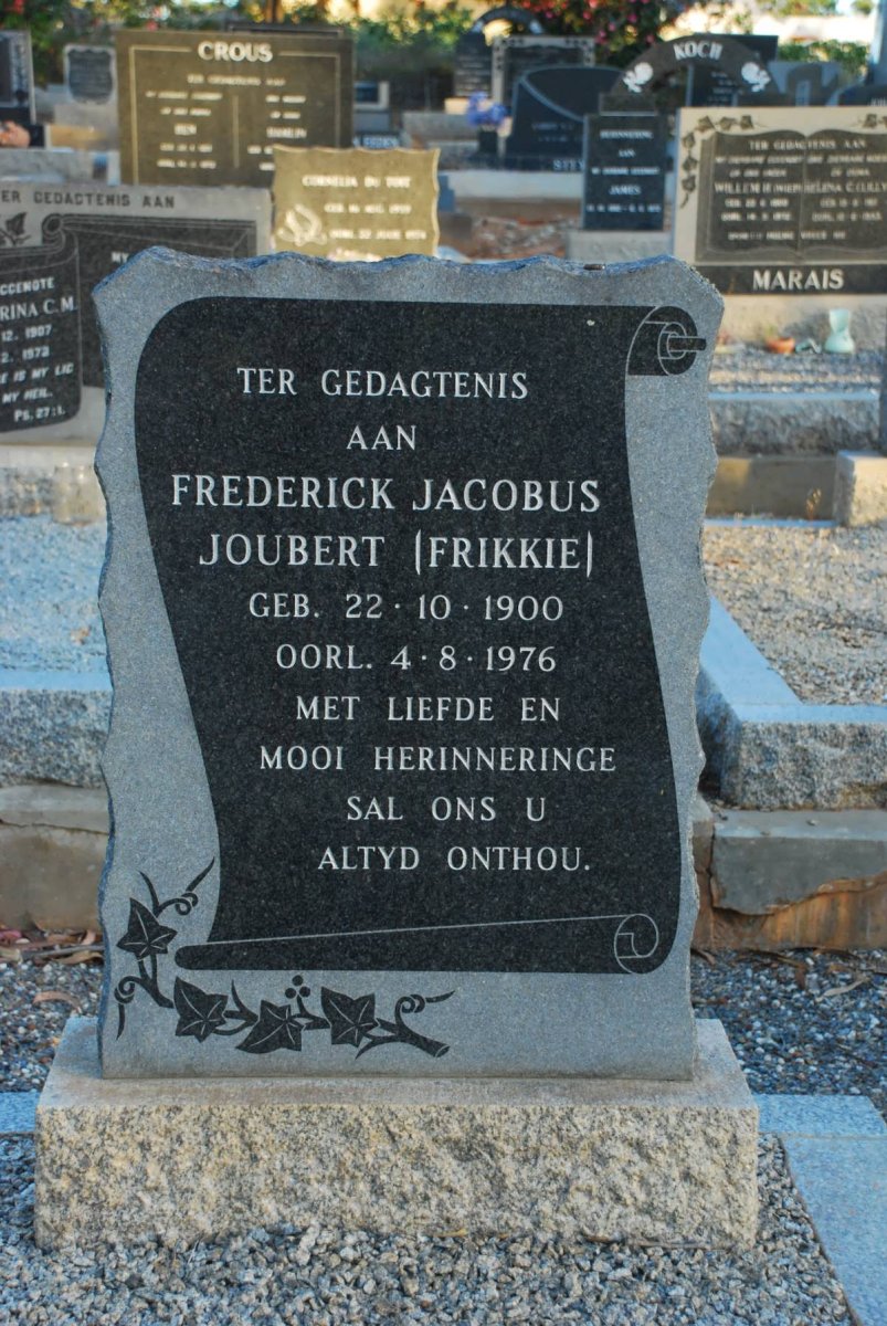 JOUBERT Frederick Jacobus 1900-1976