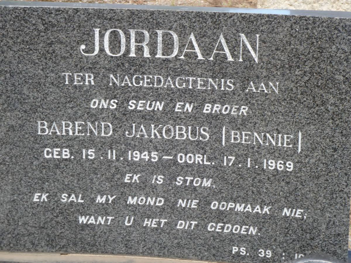JORDAAN Barend Jakobus 1945-1969