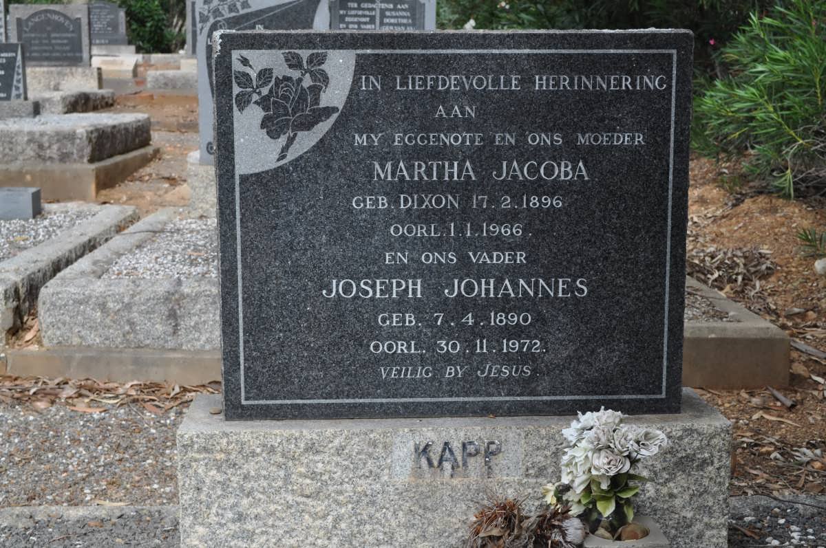 KAPP Joseph Johannes 1890-1972 &amp; Martha Jacoba DIXON 1896-1966