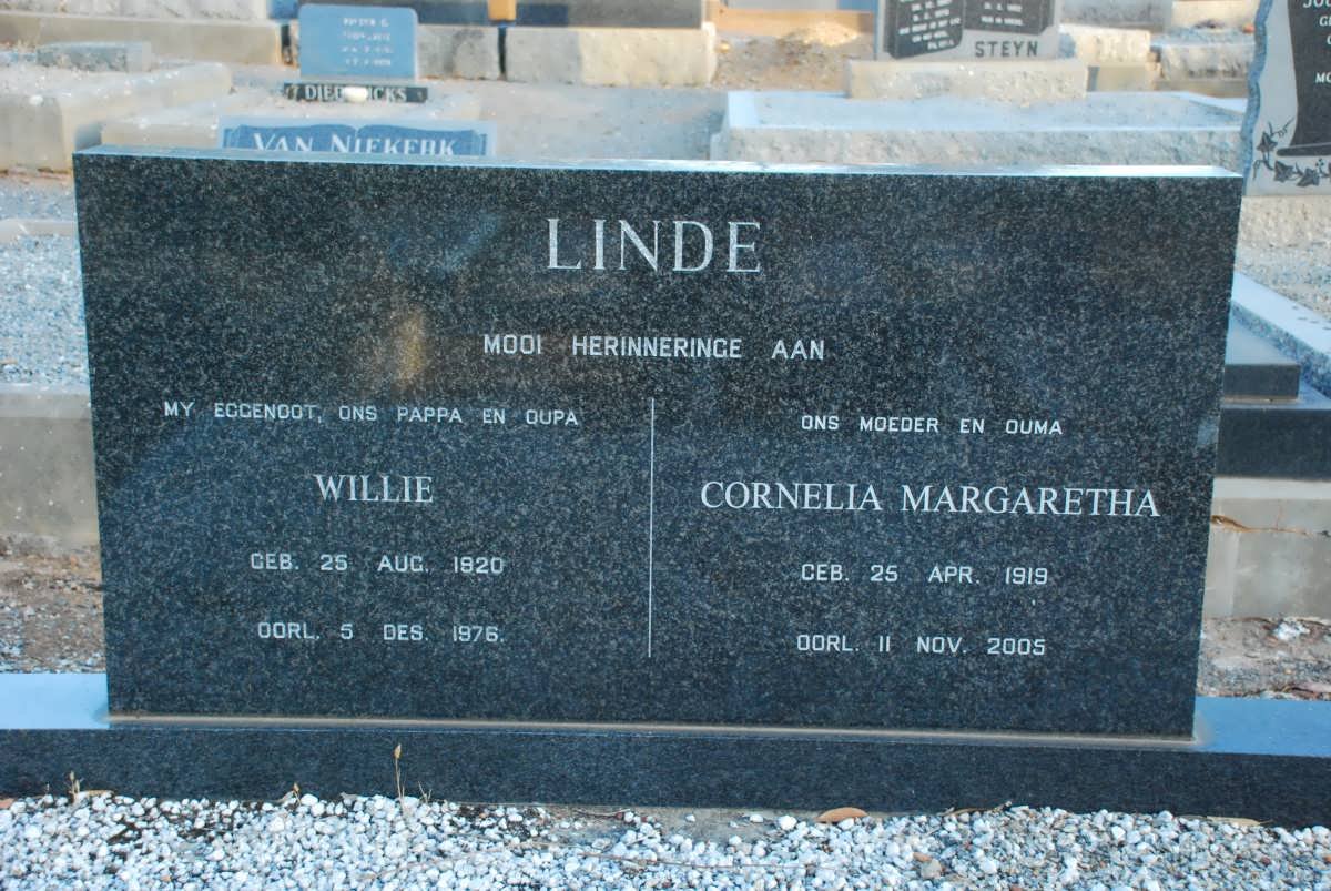 LINDE Willie 1920-1976 &amp; Cornelia Margaretha 1919-2005