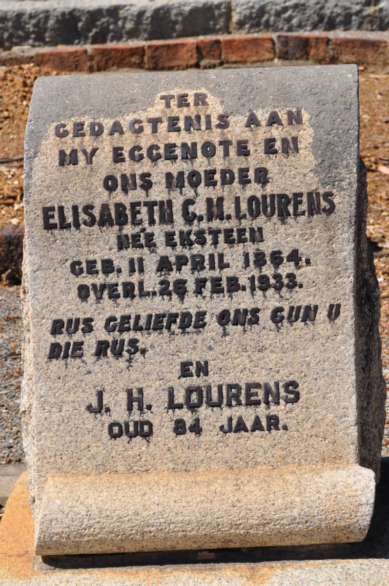 LOURENS J.H. &amp; Elisabeth C.M. EKSTEEN 1864-1933