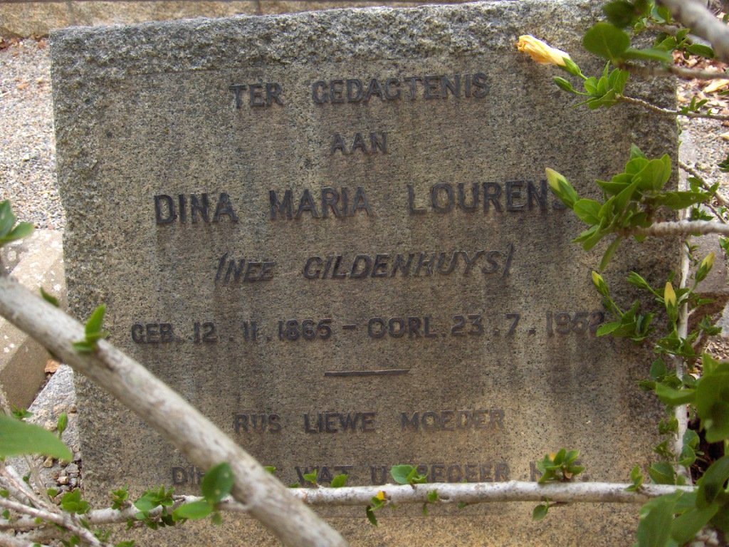 LOURENS Dina Maria nee GILDENHUYS 1865-1952