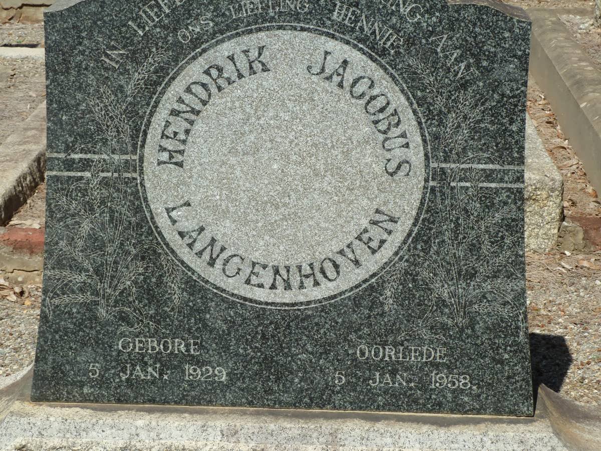 LANGENHOVEN Hendrik Jacobus 1929-1958