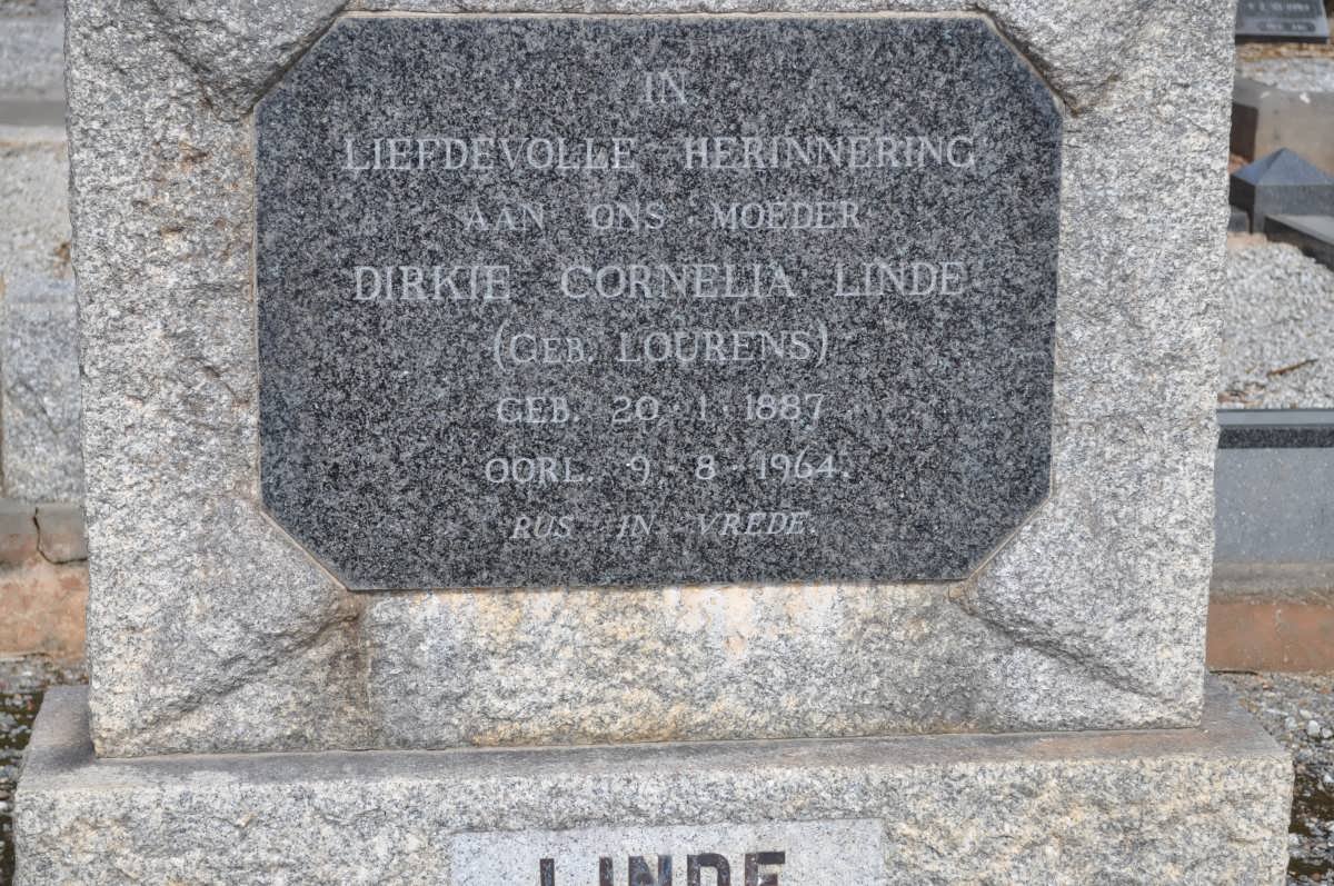 LINDE Dirkie Cornelia nee LOURENS 1887-1964