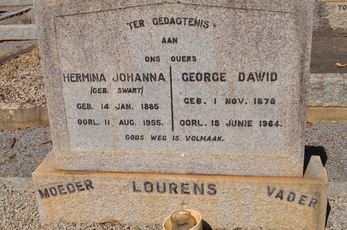LOURENS George Dawid 1878-1964 &amp; Hermina Johanna SWART 1885-1955