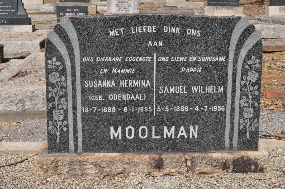 MOOLMAN Samuel Wilhelm 1889-1956 &amp; Susanna Hermina ODENDAAL 1888-1955