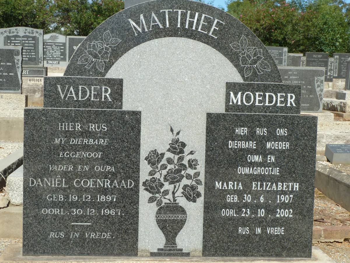 MATTHEE Daniël Coenraad 1897-1967 &amp; Maria Elizabeth 1907-2002