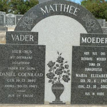 MATTHEE Daniël Coenraad 1897-1967 &amp; Maria Elizabeth 1907-2002