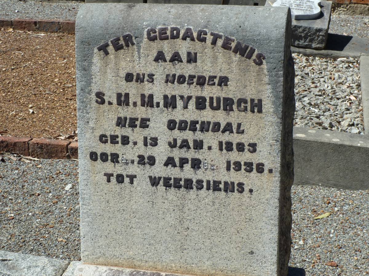 MYBURGH S.M.M. nee ODENDAL 1865-1936