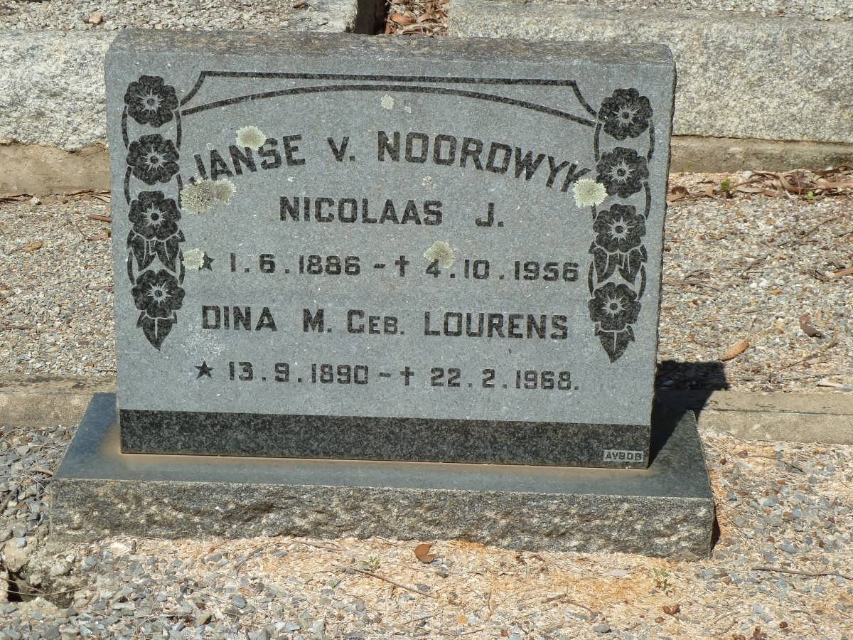 NOORDWYK Nicolaas J., Janse v. 1886-1956 &amp; Dina M. LOURENS 1890-1968