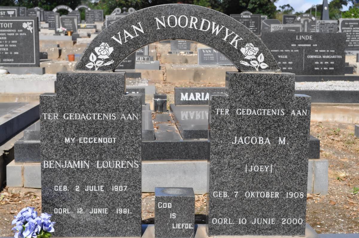 NOORDWYK Benjamin Lourens, van 1907-1981 &amp; Jacoba M. 1908-2000