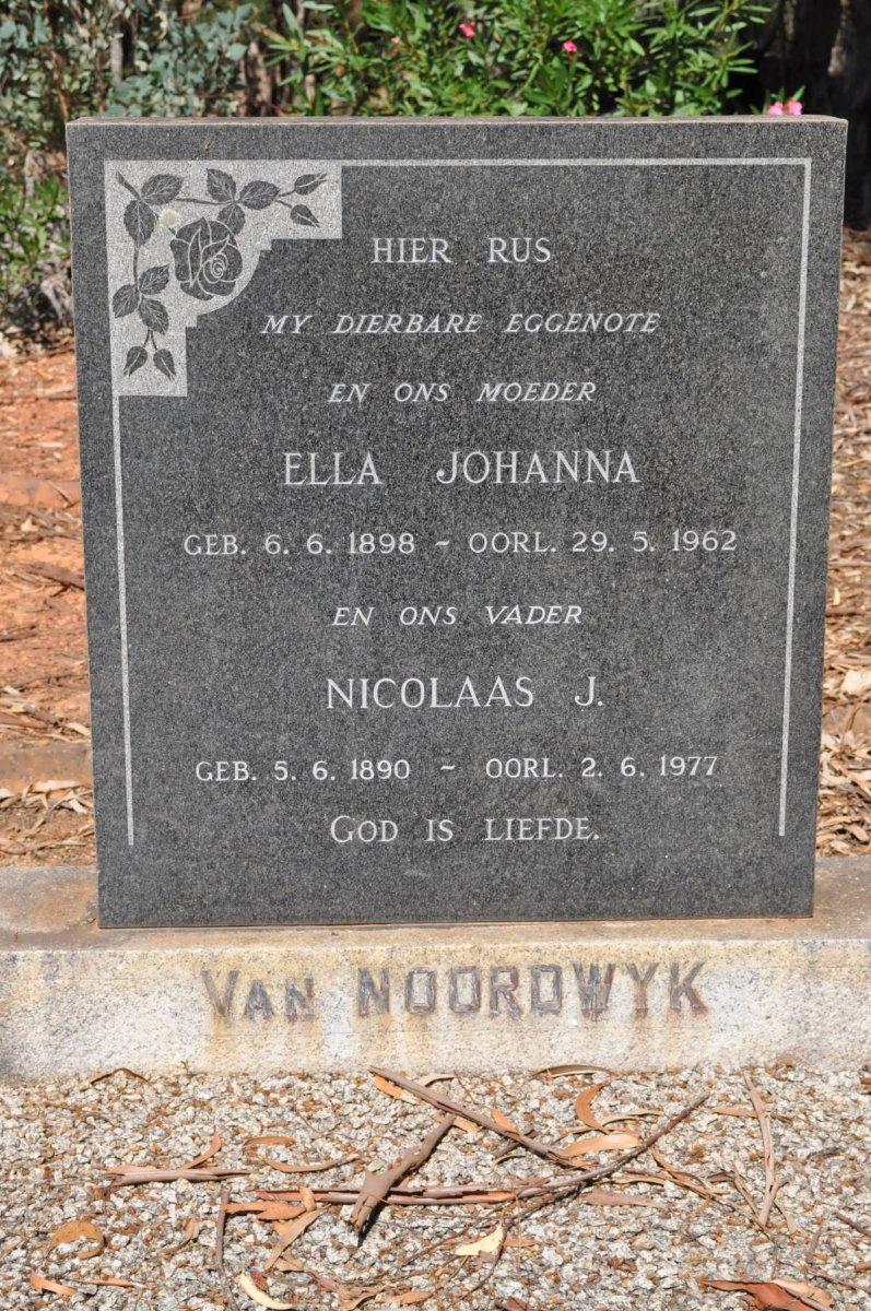 NOORDWYK Nicolaas J., van 1890-1977 &amp; Ella Johanna 1898-1962