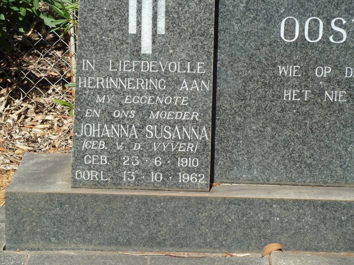 OOSTHUIZEN Johanna Susanna nee v.d. VYVER 1910-1962