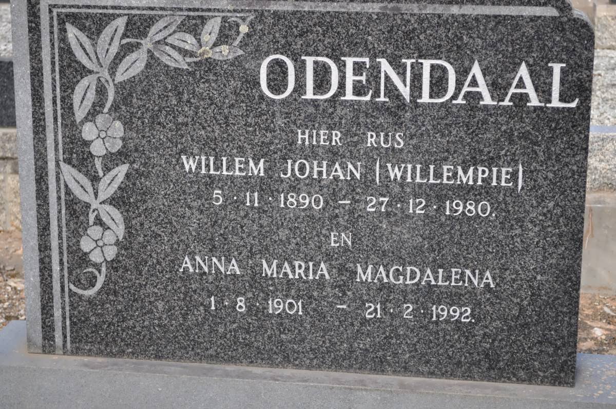 ODENDAAL Willem Johan 1890-1980 &amp; Anna Maria Magdalena 1901-1992