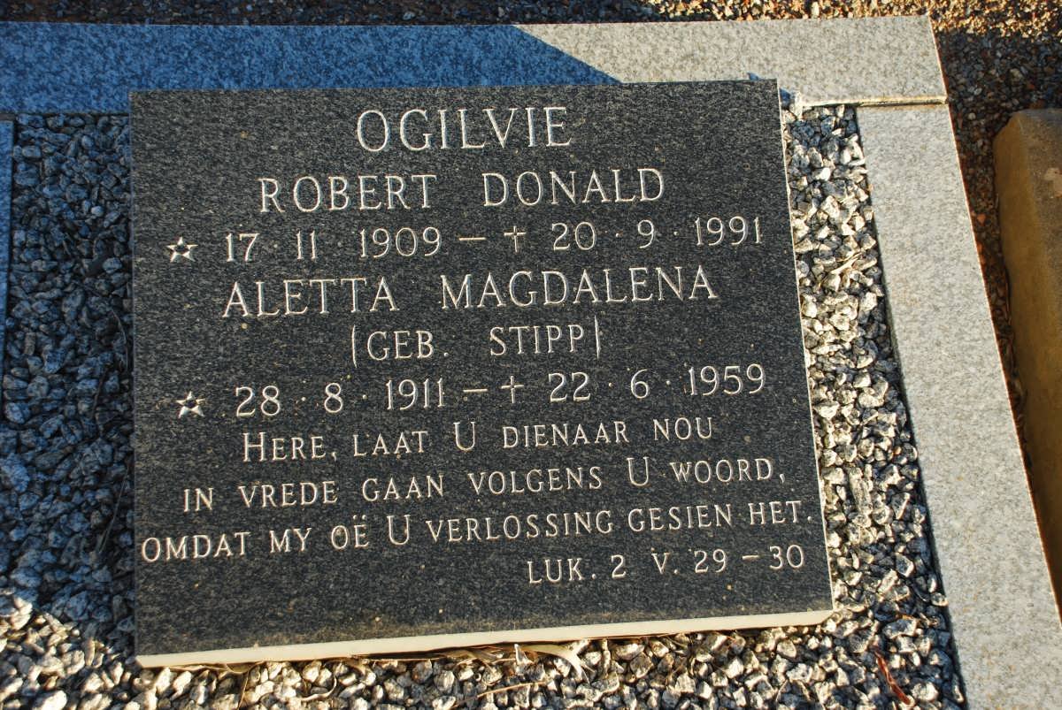 OGILVIE Robert Donald 1909-1991 &amp; Aletta Magdalena STIPP 1911-1959