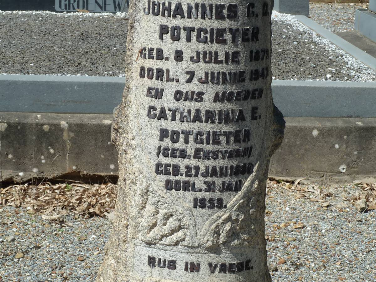 POTGIETER Johannes C.D. 1879-1947 &amp; Catharina E. EKSTEEN 1880-1959