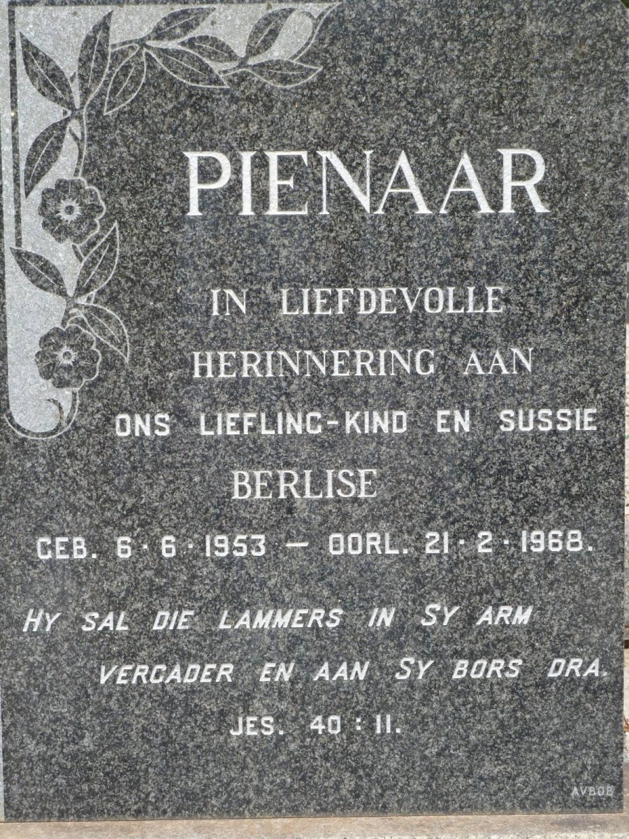 PIENAAR Berlise 1953-1968