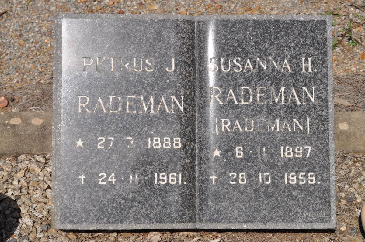 RADEMAN Petrus J. 1888-1961 &amp; Susanna H. RADEMAN 1897-1959
