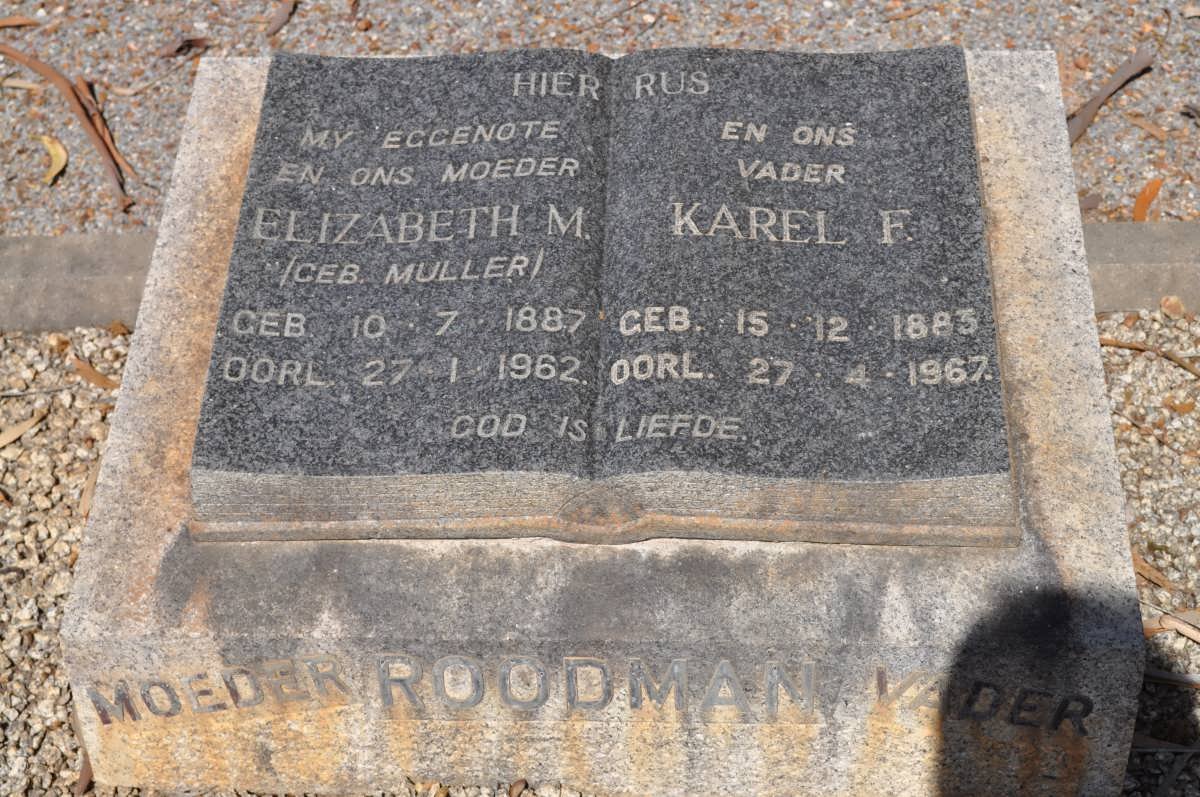 ROODMAN Karel F. 1883-1967 &amp; Elizabeth M. MULLER 1887-1962
