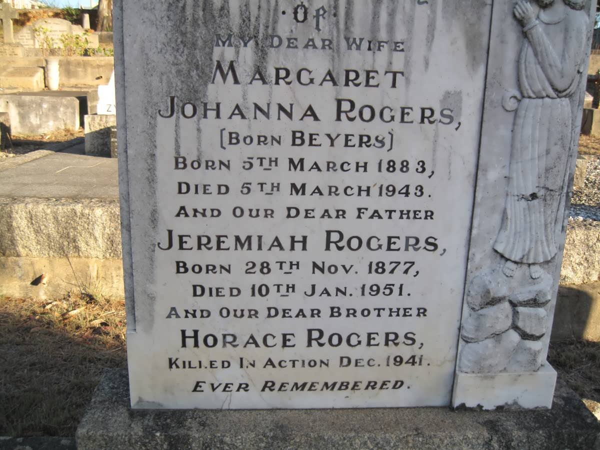 ROGERS Jeremiah 1877-1951 &amp; Margaret Johanna BEYERS 1883-1943 :: ROGERS Horace -1941