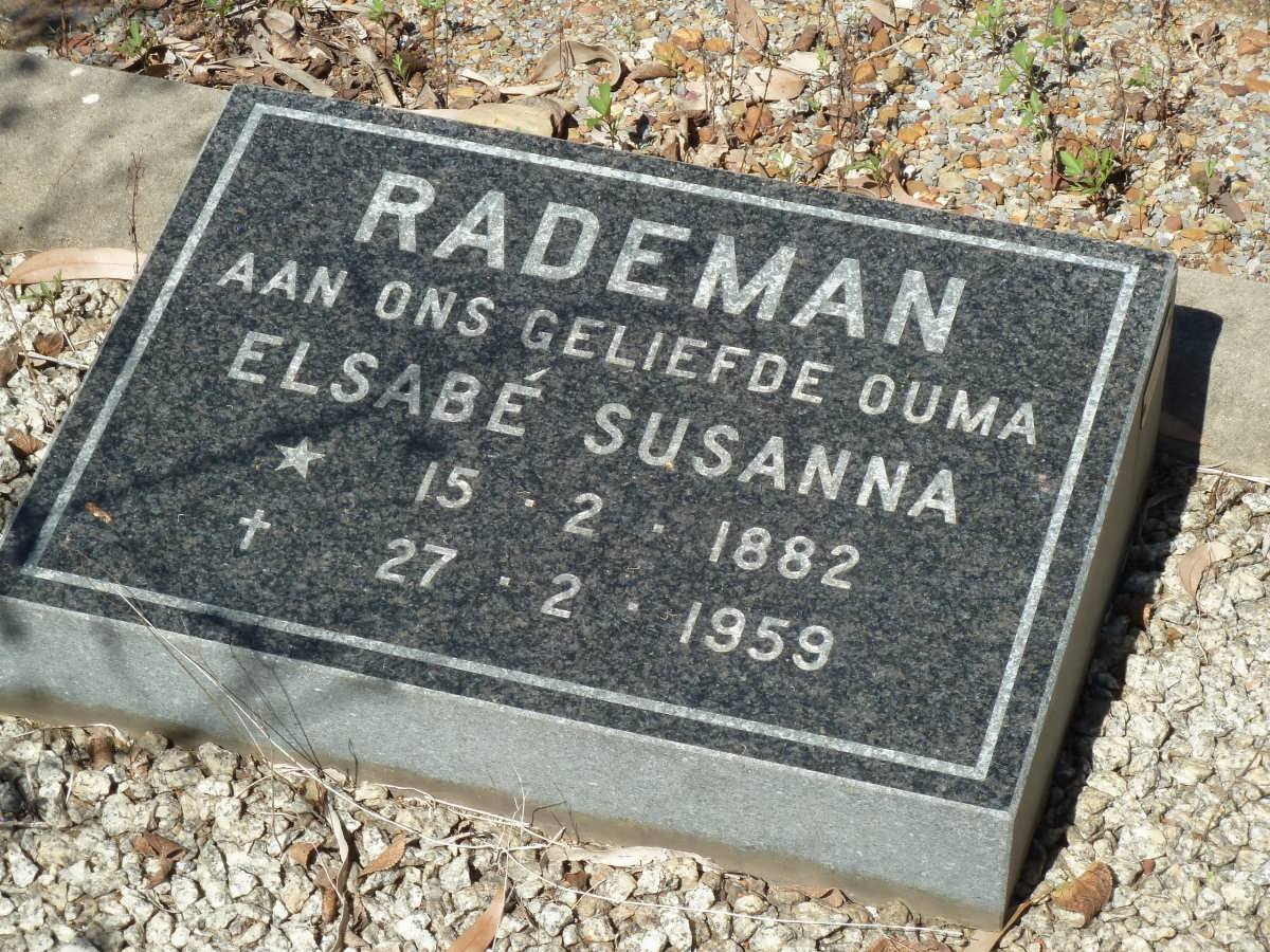 RADEMAN Elsabé Susanna 1882-1959