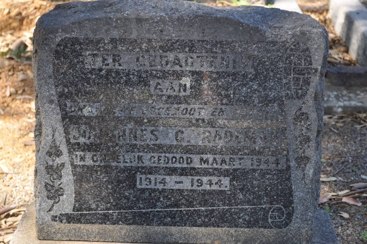 RADEMAN Johannes G. 1914-1944