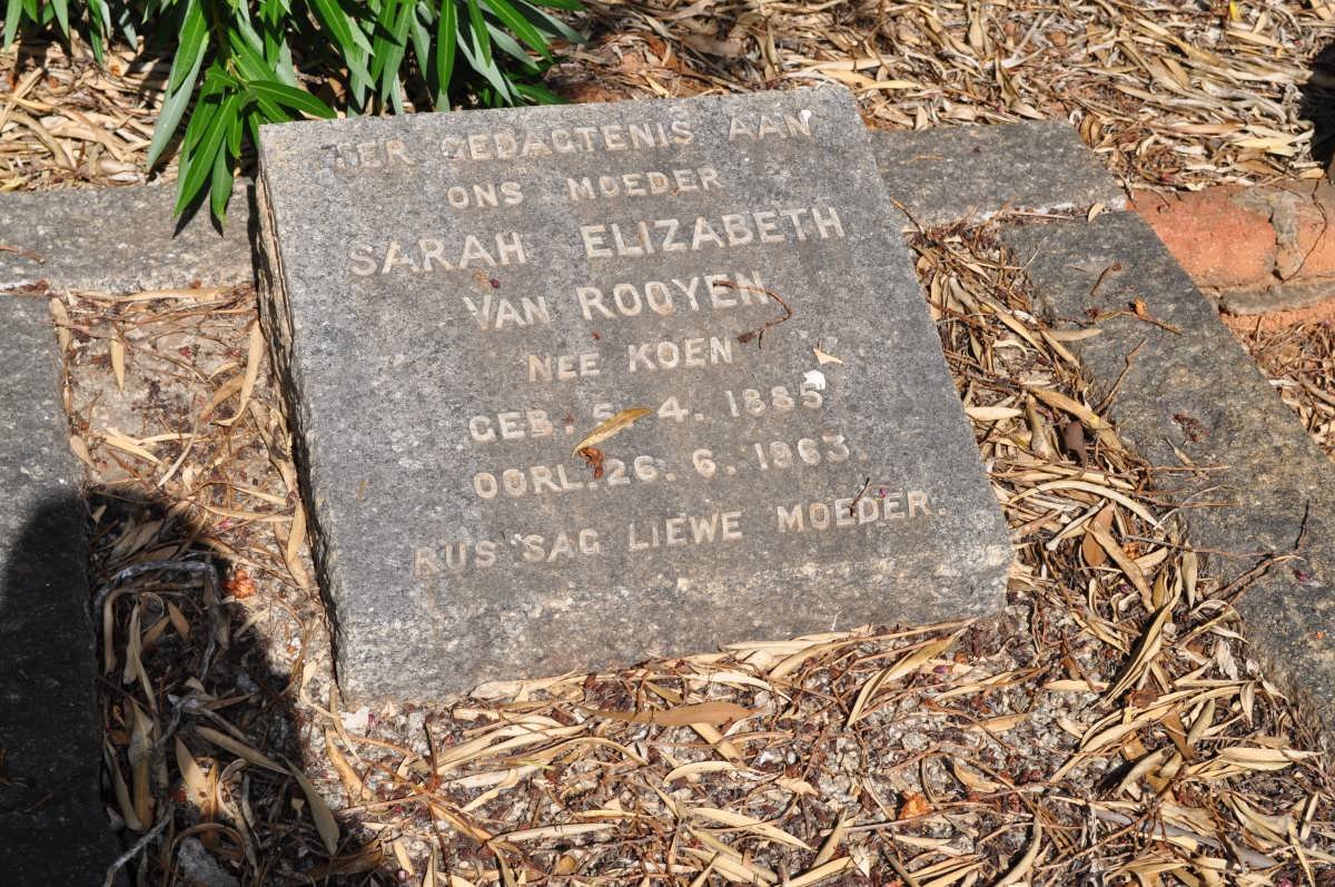 ROOYEN Sarah Elizabeth, van nee KOEN 1885-1963