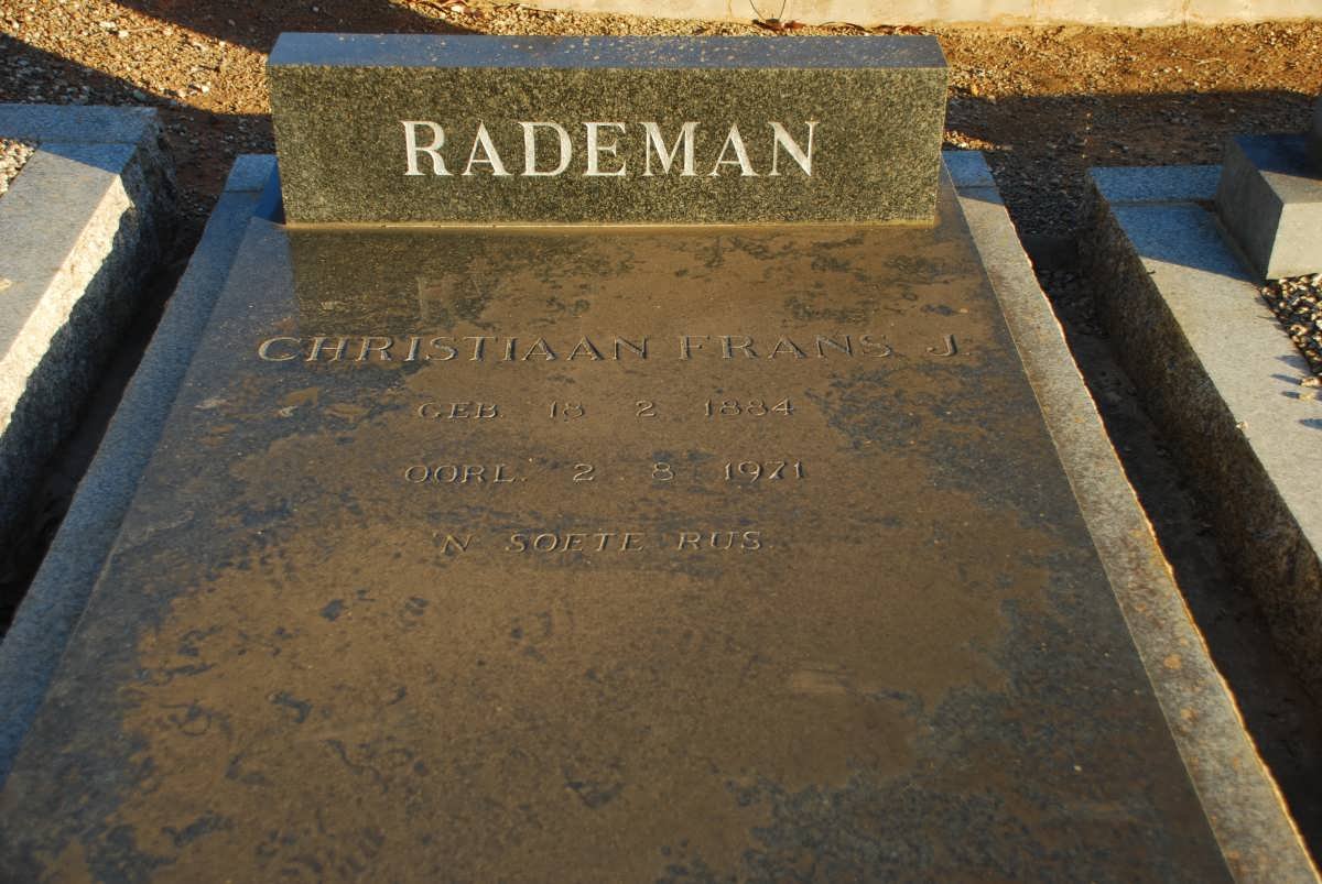 RADEMAN Christiaan Frans J. 1884-1971