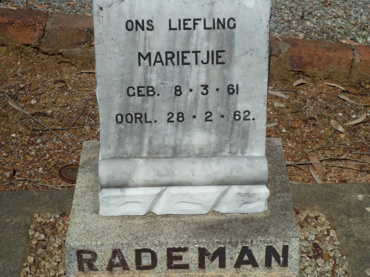RADEMAN Marietjie 1961-1962