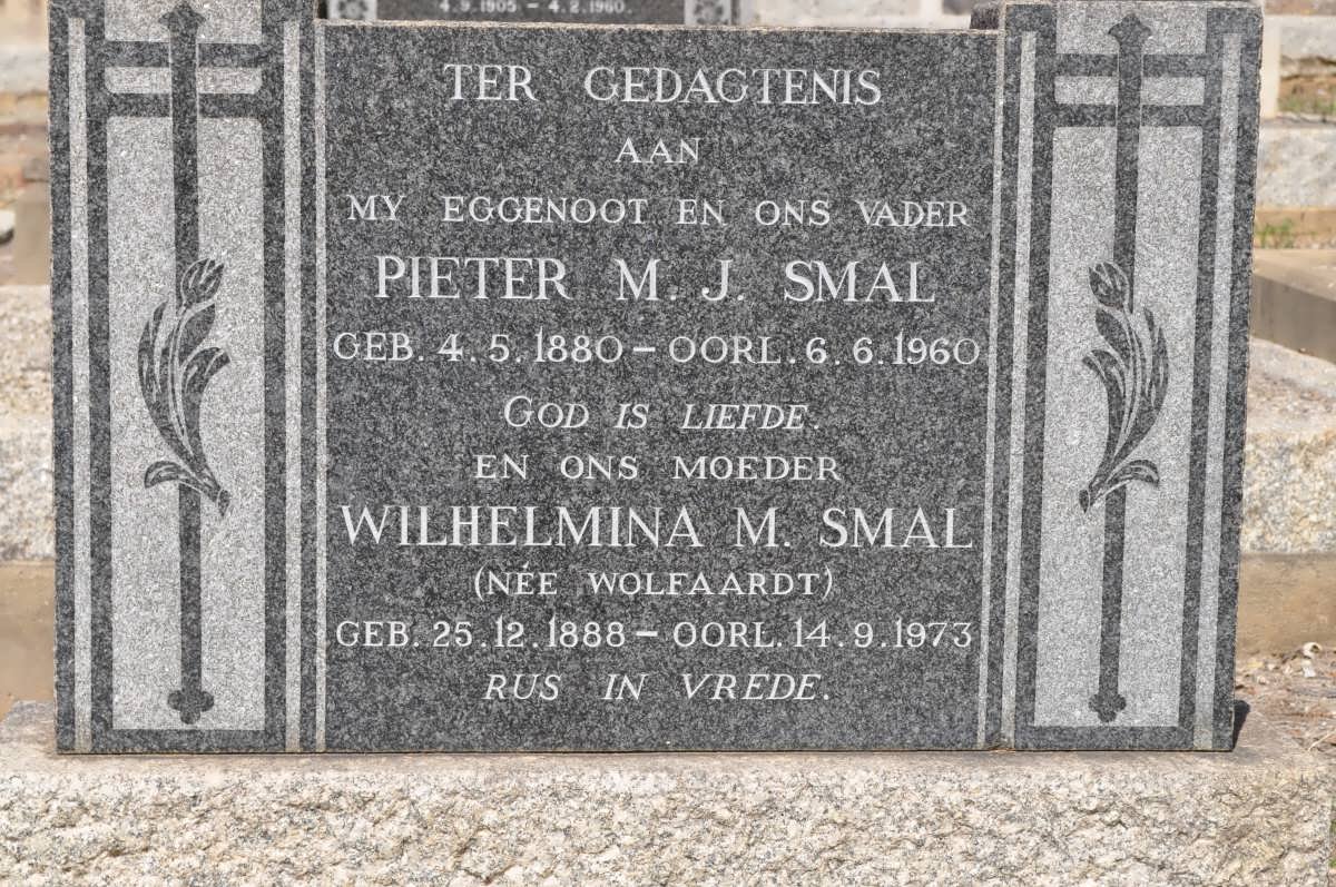 SMAL Pieter M.J. 1880-1960 &amp; Wilhelmina M. WOLFAARDT 1888-1973