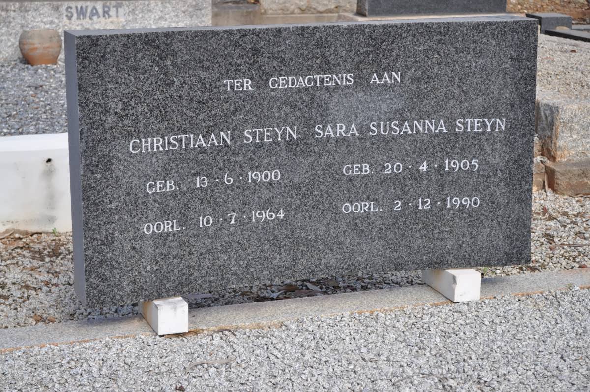 STEYN Christiaan 1900-1964 &amp; Sara Susanna 1905-1990