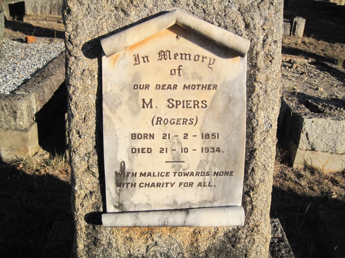 SPIERS M. nee ROGERS 1851-1934