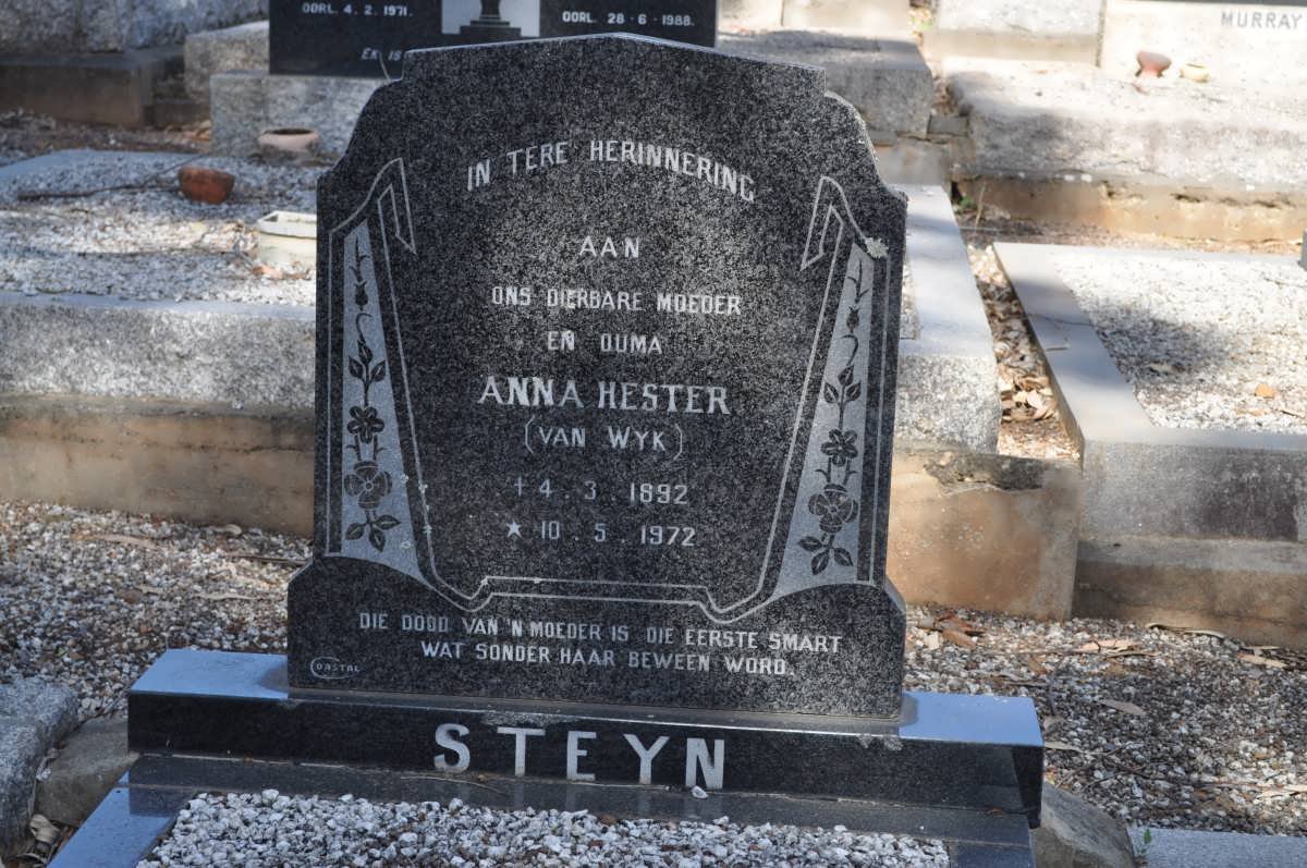 STEYN Anna Hester nee VAN WYK 1892-1972