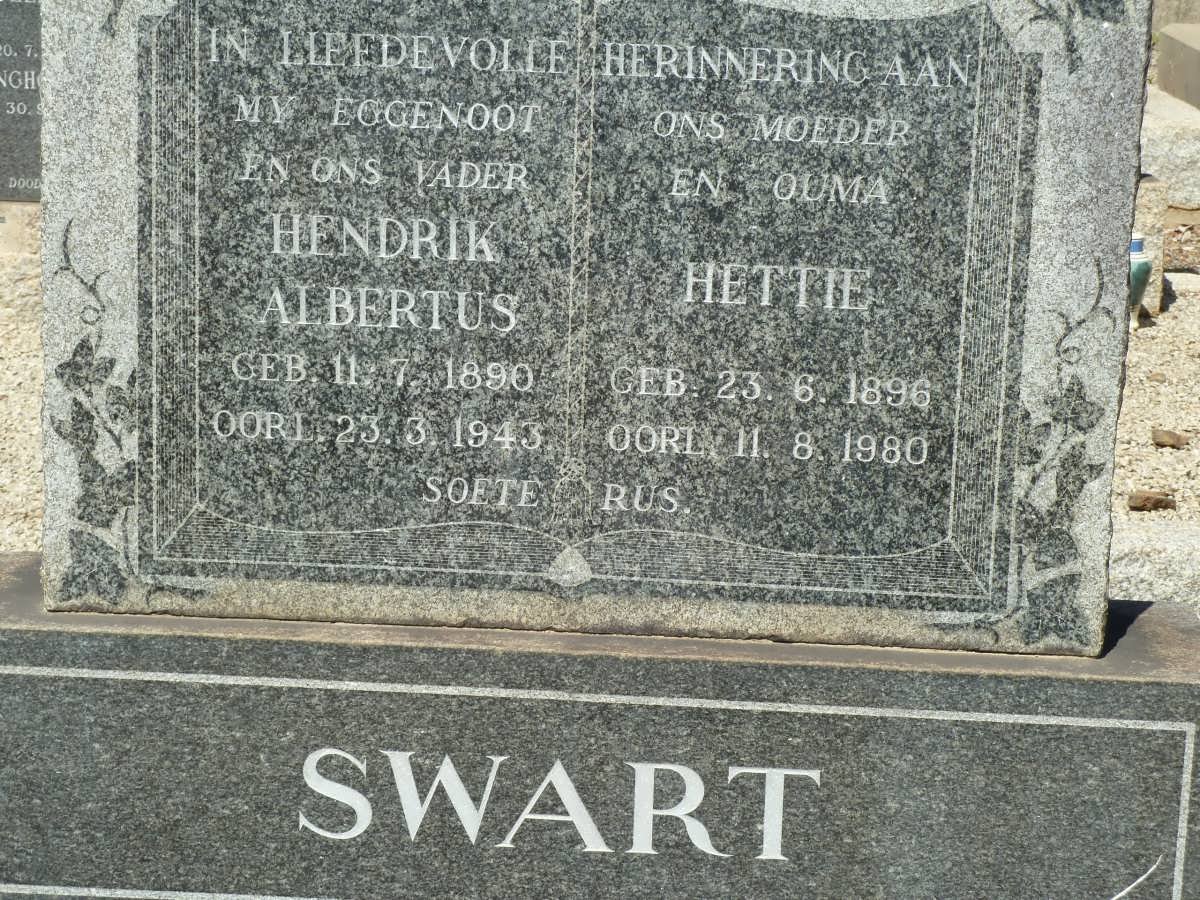 SWART Hendrik Albertus 1890-1943 &amp; Hettie 1896-1980