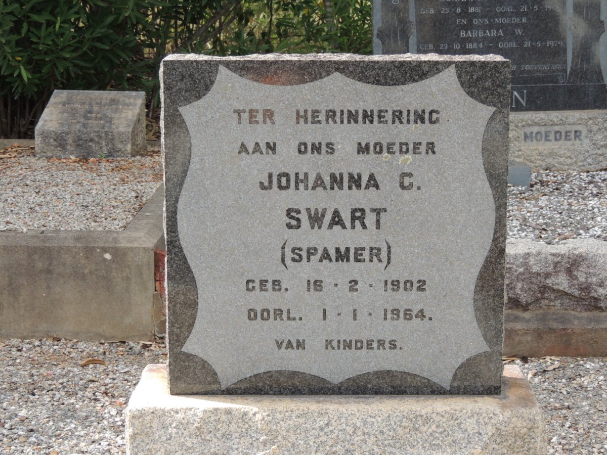 SWART Johanna C. nee SPAMER 1902-1964