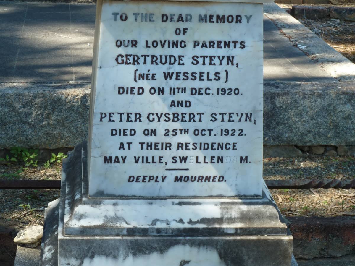 STEYN Peter Gysbert -1922 &amp; Gertrude WESSELS -1920