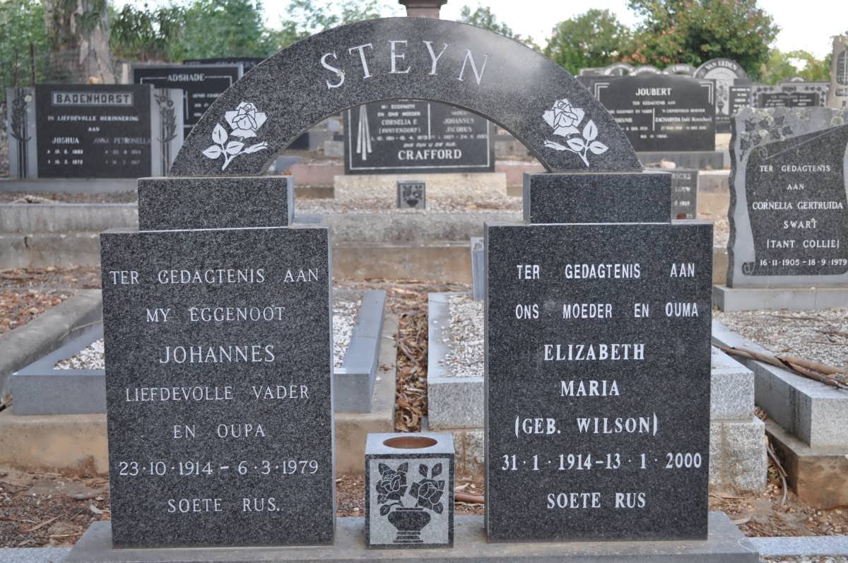STEYN Johannes 1914-1979 &amp; Elizabeth Maria WILSON 1914-2000
