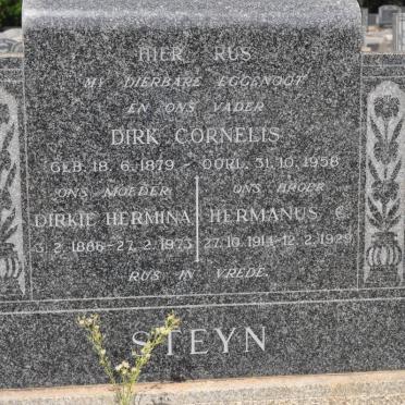 STEYN Dirk Cornelis 1879-1958 &amp; Dirkie Hermina 1886-1973 :: STEYN Hermanus C. 1914-1929