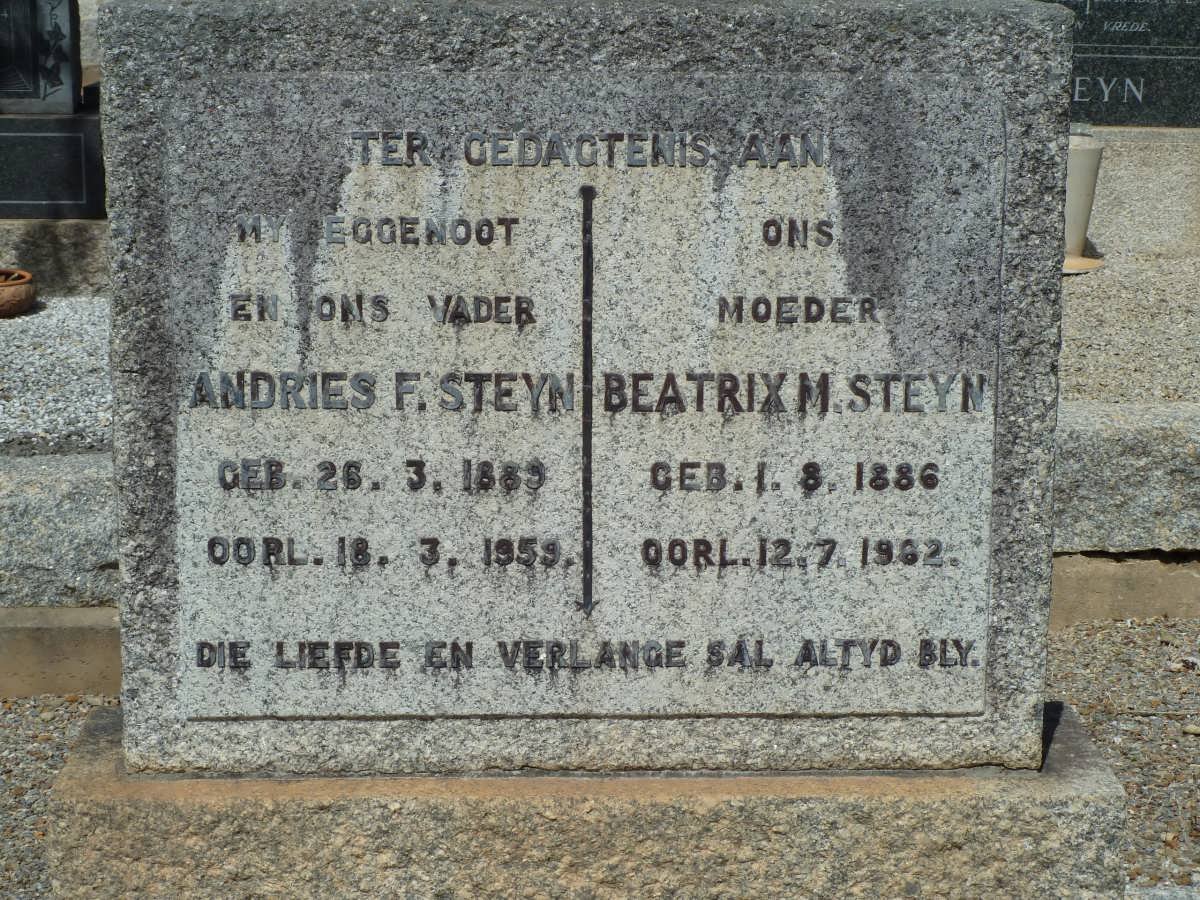 STEYN Andries F. 1889-1959 &amp; Beatrix M. 1886-1962