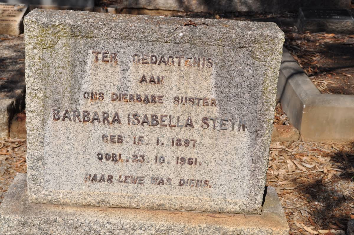 STEYN Barbara Isabella 1897-1961