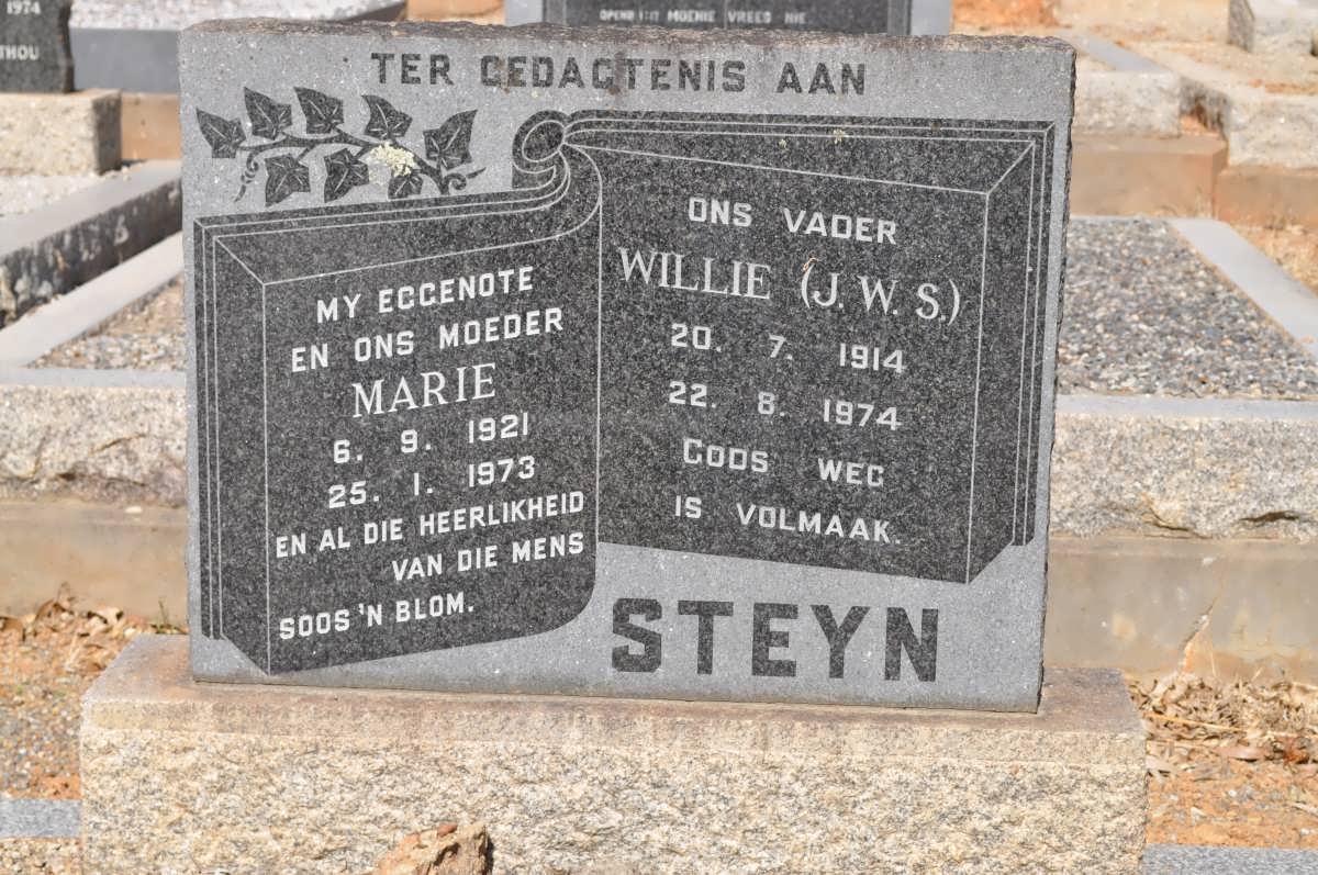 STEYN J.W.S. 1914-1974 &amp; Marie 1921-1973