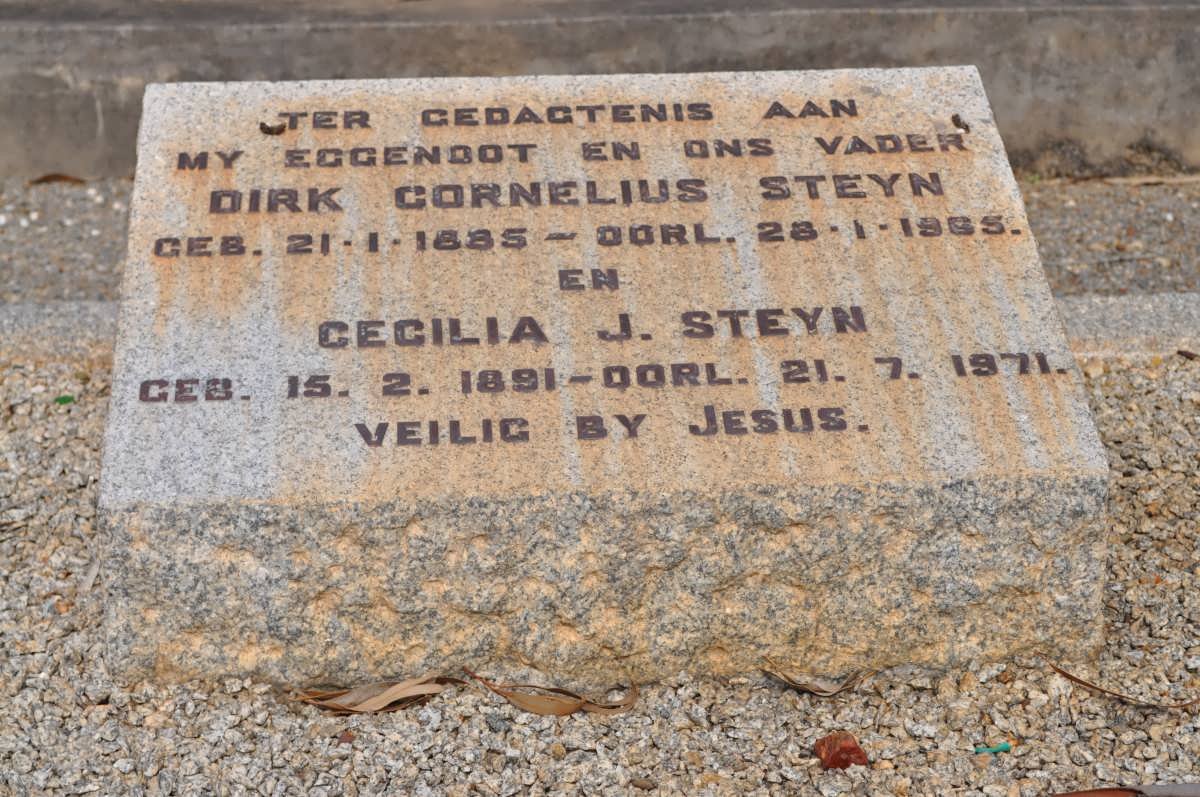 STEYN Dirk Cornelius 1885-1965 &amp; Cecilia J. 1891-1971