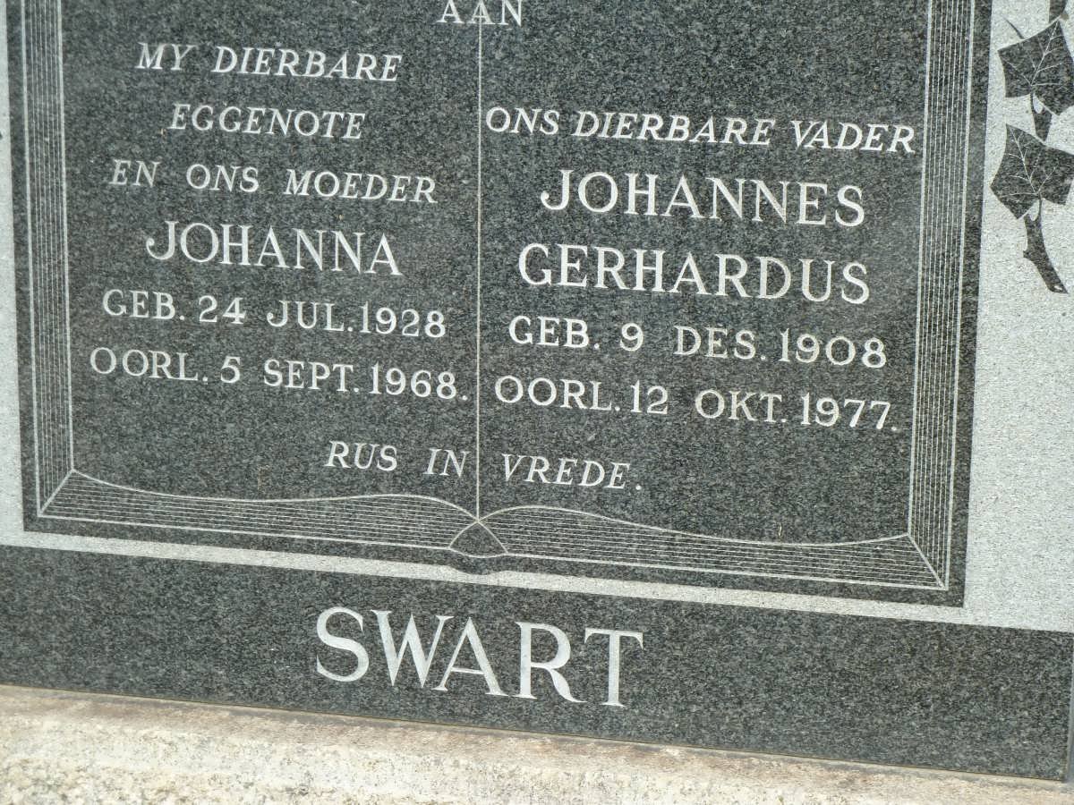 SWART Johannes Gerhardus 1908-1977 &amp; Johanna 1928-1968