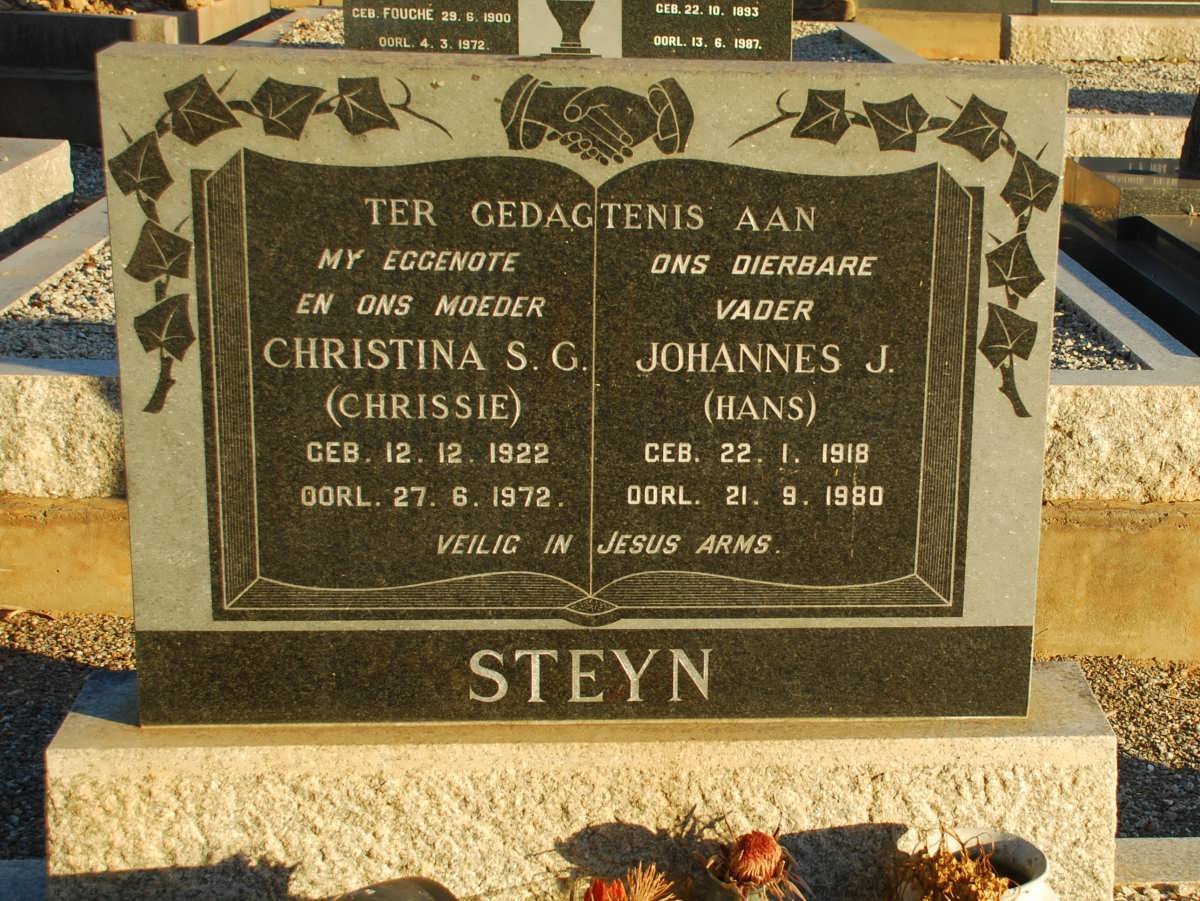STEYN Johannes J. 1918-1980 &amp; Christina S.G. 1922-1972